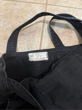 Free People Black Denim Tote with Overalls Straps